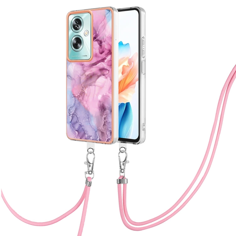 Electroplating Marble Dual-side IMD Phone Case with Lanyard, For OPPO A79 5G Global