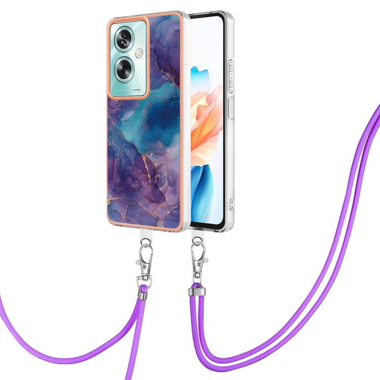 Electroplating Marble Dual-side IMD Phone Case with Lanyard, For OPPO A79 5G Global