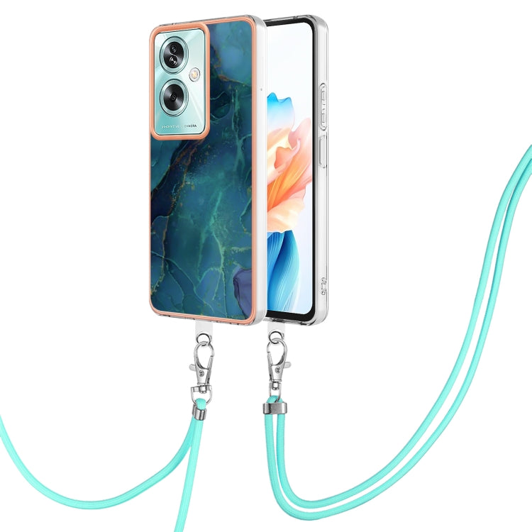 Electroplating Marble Dual-side IMD Phone Case with Lanyard, For OPPO A79 5G Global