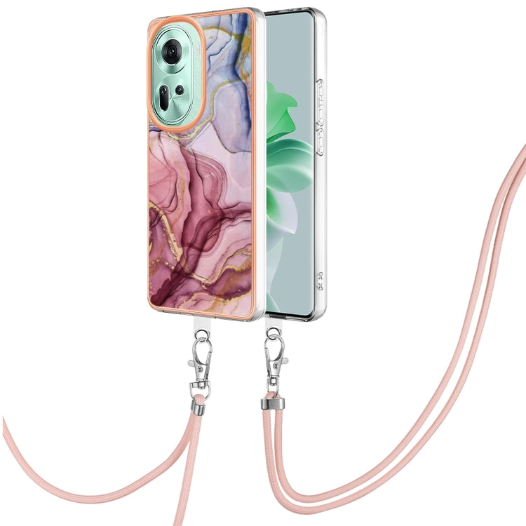 Electroplating Marble Dual-side IMD Phone Case with Lanyard, For OPPO Reno12 Pro Global, For OPPO Reno12 Global, For OPPO A60, For OPPO Reno11 F 5G Global, For OPPO Reno11 5G Global, For OPPO Reno11 Pro 5G Global, For OPPO A58 4G�����������������������...