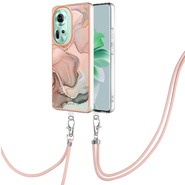 Electroplating Marble Dual-side IMD Phone Case with Lanyard, For OPPO Reno12 Pro Global, For OPPO Reno12 Global, For OPPO A60, For OPPO Reno11 F 5G Global, For OPPO Reno11 5G Global, For OPPO Reno11 Pro 5G Global, For OPPO A58 4G�����������������������...