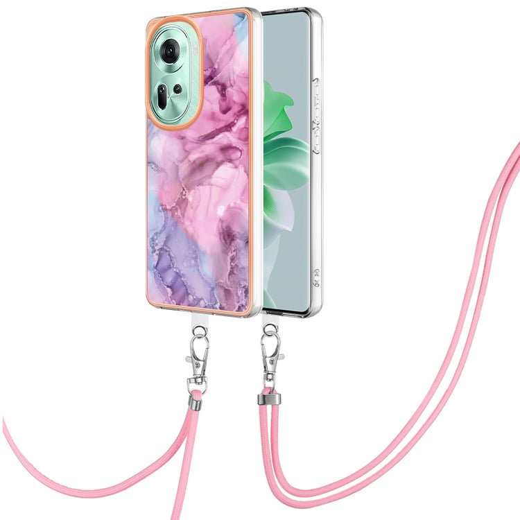 Electroplating Marble Dual-side IMD Phone Case with Lanyard, For OPPO Reno12 Pro Global, For OPPO Reno12 Global, For OPPO A60, For OPPO Reno11 F 5G Global, For OPPO Reno11 5G Global, For OPPO Reno11 Pro 5G Global, For OPPO A58 4G�����������������������...