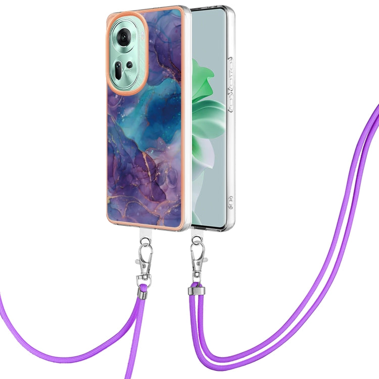 Electroplating Marble Dual-side IMD Phone Case with Lanyard, For OPPO Reno12 Pro Global, For OPPO Reno12 Global, For OPPO A60, For OPPO Reno11 F 5G Global, For OPPO Reno11 5G Global, For OPPO Reno11 Pro 5G Global, For OPPO A58 4G�����������������������...