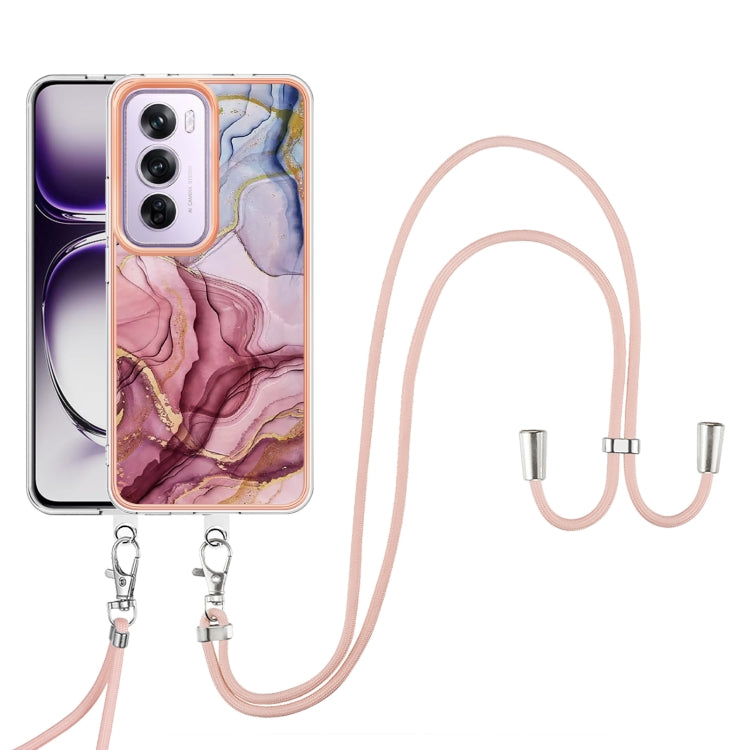 Electroplating Marble Dual-side IMD Phone Case with Lanyard, For OPPO Reno12 Pro Global, For OPPO Reno12 Global, For OPPO A60, For OPPO Reno11 F 5G Global, For OPPO Reno11 5G Global, For OPPO Reno11 Pro 5G Global, For OPPO A58 4G�����������������������...