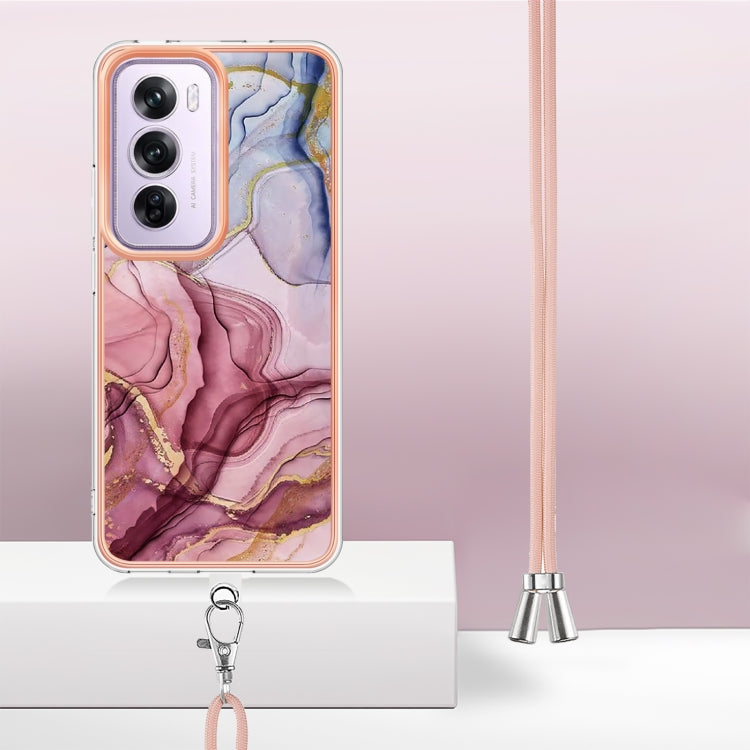 Electroplating Marble Dual-side IMD Phone Case with Lanyard, For OPPO Reno12 Pro Global, For OPPO Reno12 Global, For OPPO A60, For OPPO Reno11 F 5G Global, For OPPO Reno11 5G Global, For OPPO Reno11 Pro 5G Global, For OPPO A58 4G�����������������������...