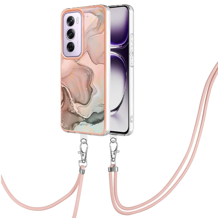 Electroplating Marble Dual-side IMD Phone Case with Lanyard, For OPPO Reno12 Pro Global, For OPPO Reno12 Global, For OPPO A60, For OPPO Reno11 F 5G Global, For OPPO Reno11 5G Global, For OPPO Reno11 Pro 5G Global, For OPPO A58 4G�����������������������...