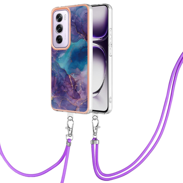Electroplating Marble Dual-side IMD Phone Case with Lanyard, For OPPO Reno12 Pro Global, For OPPO Reno12 Global, For OPPO A60, For OPPO Reno11 F 5G Global, For OPPO Reno11 5G Global, For OPPO Reno11 Pro 5G Global, For OPPO A58 4G�����������������������...