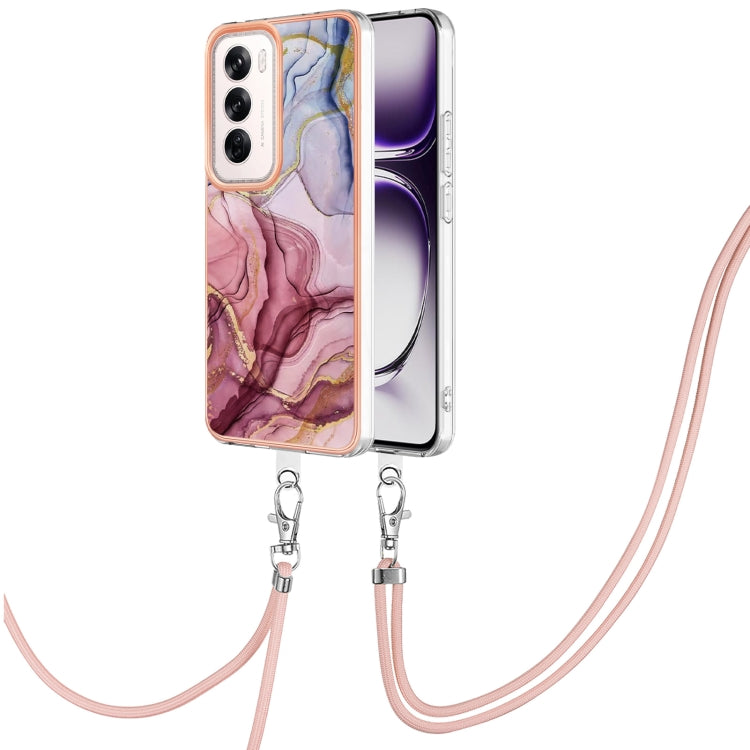 Electroplating Marble Dual-side IMD Phone Case with Lanyard, For OPPO Reno12 Pro Global, For OPPO Reno12 Global, For OPPO A60, For OPPO Reno11 F 5G Global, For OPPO Reno11 5G Global, For OPPO Reno11 Pro 5G Global, For OPPO A58 4G�����������������������...
