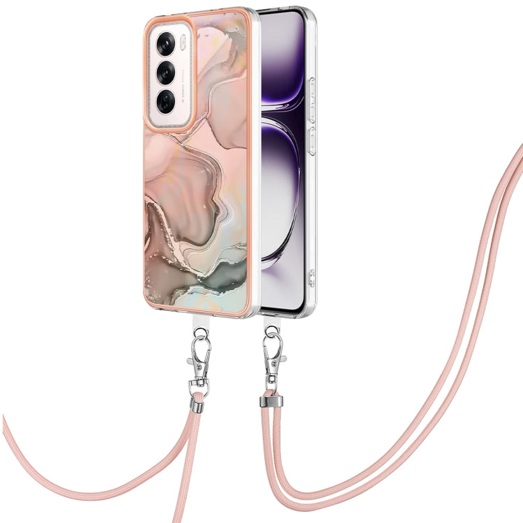 Electroplating Marble Dual-side IMD Phone Case with Lanyard, For OPPO Reno12 Pro Global, For OPPO Reno12 Global, For OPPO A60, For OPPO Reno11 F 5G Global, For OPPO Reno11 5G Global, For OPPO Reno11 Pro 5G Global, For OPPO A58 4G�����������������������...