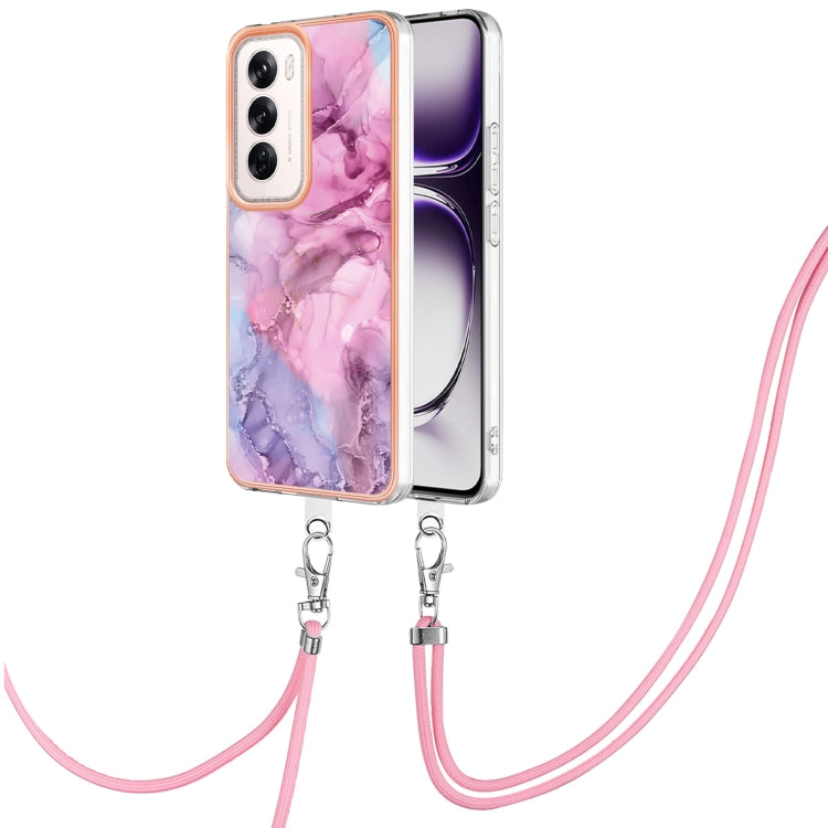 Electroplating Marble Dual-side IMD Phone Case with Lanyard, For OPPO Reno12 Pro Global, For OPPO Reno12 Global, For OPPO A60, For OPPO Reno11 F 5G Global, For OPPO Reno11 5G Global, For OPPO Reno11 Pro 5G Global, For OPPO A58 4G�����������������������...