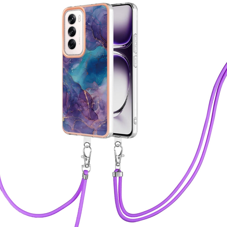 Electroplating Marble Dual-side IMD Phone Case with Lanyard, For OPPO Reno12 Pro Global, For OPPO Reno12 Global, For OPPO A60, For OPPO Reno11 F 5G Global, For OPPO Reno11 5G Global, For OPPO Reno11 Pro 5G Global, For OPPO A58 4G�����������������������...