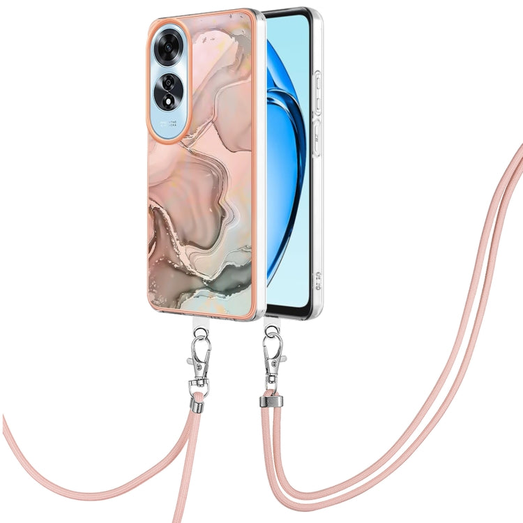 Electroplating Marble Dual-side IMD Phone Case with Lanyard, For OPPO Reno12 Pro Global, For OPPO Reno12 Global, For OPPO A60, For OPPO Reno11 F 5G Global, For OPPO Reno11 5G Global, For OPPO Reno11 Pro 5G Global, For OPPO A58 4G�����������������������...