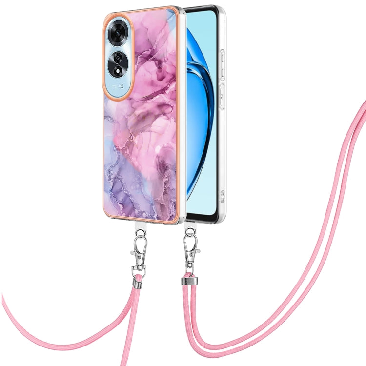 Electroplating Marble Dual-side IMD Phone Case with Lanyard, For OPPO Reno12 Pro Global, For OPPO Reno12 Global, For OPPO A60, For OPPO Reno11 F 5G Global, For OPPO Reno11 5G Global, For OPPO Reno11 Pro 5G Global, For OPPO A58 4G�����������������������...