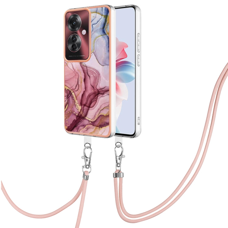 Electroplating Marble Dual-side IMD Phone Case with Lanyard, For OPPO Reno12 Pro Global, For OPPO Reno12 Global, For OPPO A60, For OPPO Reno11 F 5G Global, For OPPO Reno11 5G Global, For OPPO Reno11 Pro 5G Global, For OPPO A58 4G�����������������������...