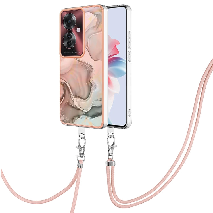 Electroplating Marble Dual-side IMD Phone Case with Lanyard, For OPPO Reno12 Pro Global, For OPPO Reno12 Global, For OPPO A60, For OPPO Reno11 F 5G Global, For OPPO Reno11 5G Global, For OPPO Reno11 Pro 5G Global, For OPPO A58 4G�����������������������...