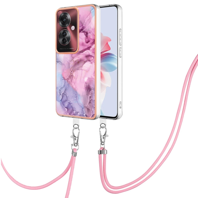 Electroplating Marble Dual-side IMD Phone Case with Lanyard, For OPPO Reno12 Pro Global, For OPPO Reno12 Global, For OPPO A60, For OPPO Reno11 F 5G Global, For OPPO Reno11 5G Global, For OPPO Reno11 Pro 5G Global, For OPPO A58 4G�����������������������...