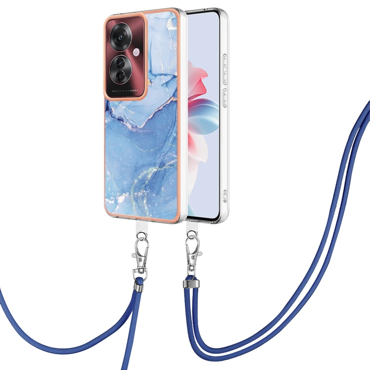 Electroplating Marble Dual-side IMD Phone Case with Lanyard, For OPPO Reno12 Pro Global, For OPPO Reno12 Global, For OPPO A60, For OPPO Reno11 F 5G Global, For OPPO Reno11 5G Global, For OPPO Reno11 Pro 5G Global, For OPPO A58 4G�����������������������...