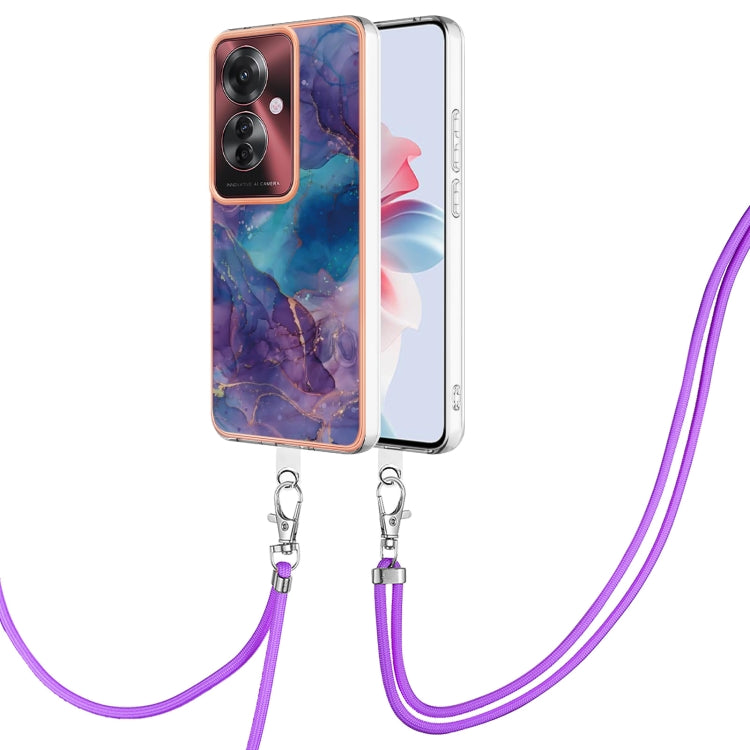 Electroplating Marble Dual-side IMD Phone Case with Lanyard, For OPPO Reno12 Pro Global, For OPPO Reno12 Global, For OPPO A60, For OPPO Reno11 F 5G Global, For OPPO Reno11 5G Global, For OPPO Reno11 Pro 5G Global, For OPPO A58 4G�����������������������...