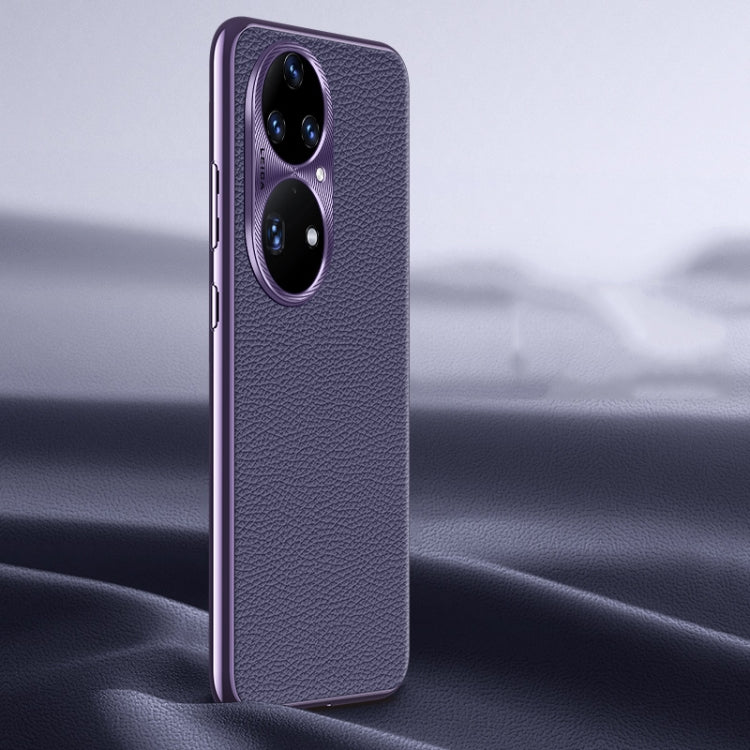 Litchi Texture Genuine Leather Phone Case, For Huawei nova 11 Pro, For Huawei Mate 60, For Huawei nova 11, For Huawei Mate 60 Pro, For Huawei P50 Pro, For Huawei Mate 50 RS, For Huawei Mate 50 Pro, For Huawei P50, For Huawei Mate 50, For Huawei Mate 40...