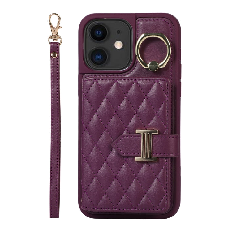 Horizontal Card Bag Ring Holder Phone Case with Dual Lanyard, For iPhone 14 Plus, For iPhone 14, For iPhone 14 Pro, For iPhone 14 Pro Max, For iPhone 13 Pro Max, For iPhone 13 Pro, For iPhone 13, For iPhone 12, For iPhone 12 Pro Max, For iPhone 12 Pro�...