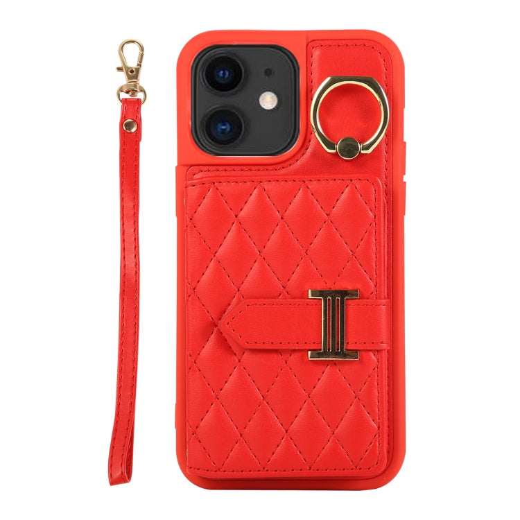 Horizontal Card Bag Ring Holder Phone Case with Dual Lanyard, For iPhone 14 Plus, For iPhone 14, For iPhone 14 Pro, For iPhone 14 Pro Max, For iPhone 13 Pro Max, For iPhone 13 Pro, For iPhone 13, For iPhone 12, For iPhone 12 Pro Max, For iPhone 12 Pro�...
