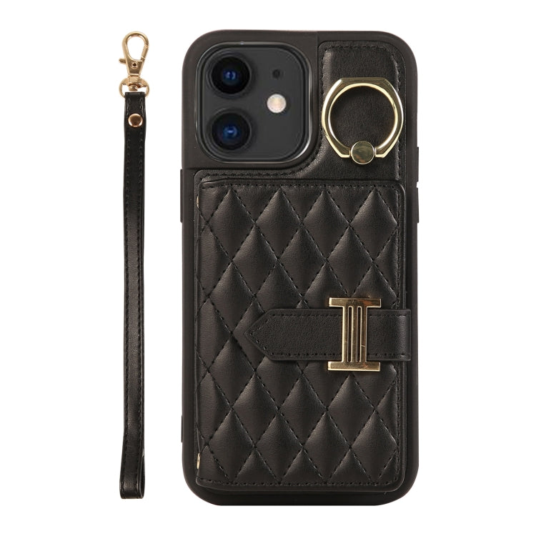 Horizontal Card Bag Ring Holder Phone Case with Dual Lanyard, For iPhone 14 Plus, For iPhone 14, For iPhone 14 Pro, For iPhone 14 Pro Max, For iPhone 13 Pro Max, For iPhone 13 Pro, For iPhone 13, For iPhone 12, For iPhone 12 Pro Max, For iPhone 12 Pro�...