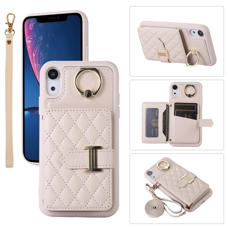 Horizontal Card Bag Ring Holder Phone Case with Dual Lanyard, For iPhone X / XS, For iPhone XR, For iPhone XS Max
