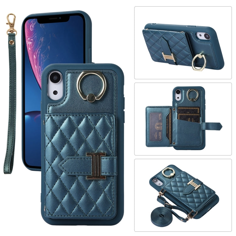 Horizontal Card Bag Ring Holder Phone Case with Dual Lanyard, For iPhone X / XS, For iPhone XR, For iPhone XS Max