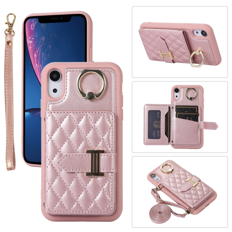 Horizontal Card Bag Ring Holder Phone Case with Dual Lanyard, For iPhone X / XS, For iPhone XR, For iPhone XS Max