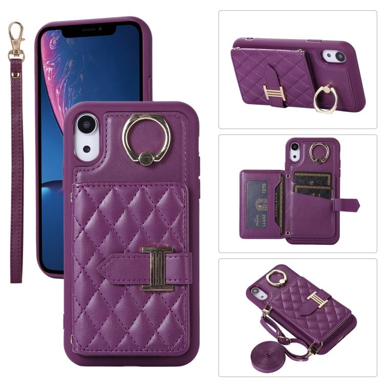 Horizontal Card Bag Ring Holder Phone Case with Dual Lanyard, For iPhone X / XS, For iPhone XR, For iPhone XS Max