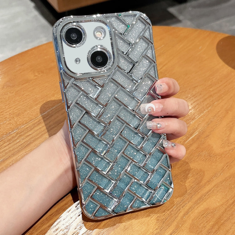 Woven Grid 3D Electroplating Laser Engraving Glitter Paper Phone Case, For iPhone 14, For iPhone 14 Pro, For iPhone 14 Pro Max, For iPhone 13 Pro Max, For iPhone 13 Pro, For iPhone 13, For iPhone 12, For iPhone 12 Pro Max, For iPhone 12 Pro, For iPhone 11