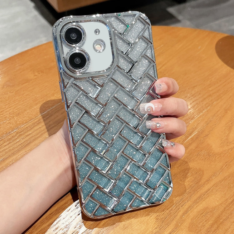 Woven Grid 3D Electroplating Laser Engraving Glitter Paper Phone Case, For iPhone 14, For iPhone 14 Pro, For iPhone 14 Pro Max, For iPhone 13 Pro Max, For iPhone 13 Pro, For iPhone 13, For iPhone 12, For iPhone 12 Pro Max, For iPhone 12 Pro, For iPhone 11