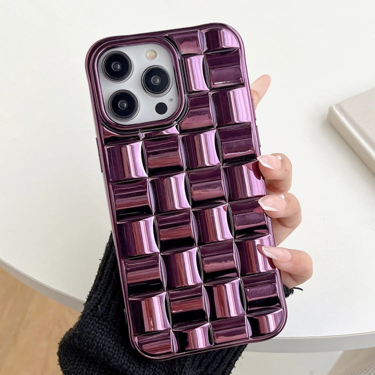 3D Cube Weave Texture Electroplating Phone Case, For iPhone 14, For iPhone 14 Pro, For iPhone 14 Pro Max, For iPhone 13 Pro Max, For iPhone 13 Pro, For iPhone 13, For iPhone 12 / 12 Pro, For iPhone 12 Pro Max, For iPhone 11 Pro Max, For iPhone 11