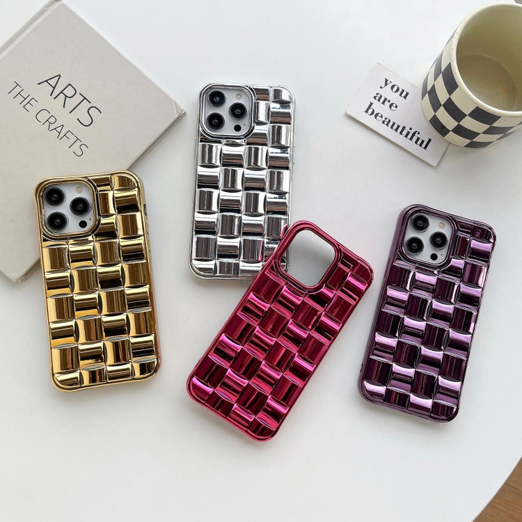 3D Cube Weave Texture Electroplating Phone Case, For iPhone 14, For iPhone 14 Pro, For iPhone 14 Pro Max, For iPhone 13 Pro Max, For iPhone 13 Pro, For iPhone 13, For iPhone 12 / 12 Pro, For iPhone 12 Pro Max, For iPhone 11 Pro Max, For iPhone 11