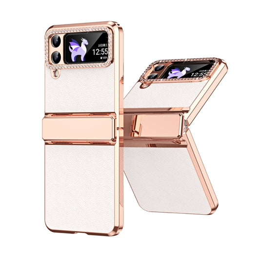 Plated Plain Leather Folding Phone Case with Hinge