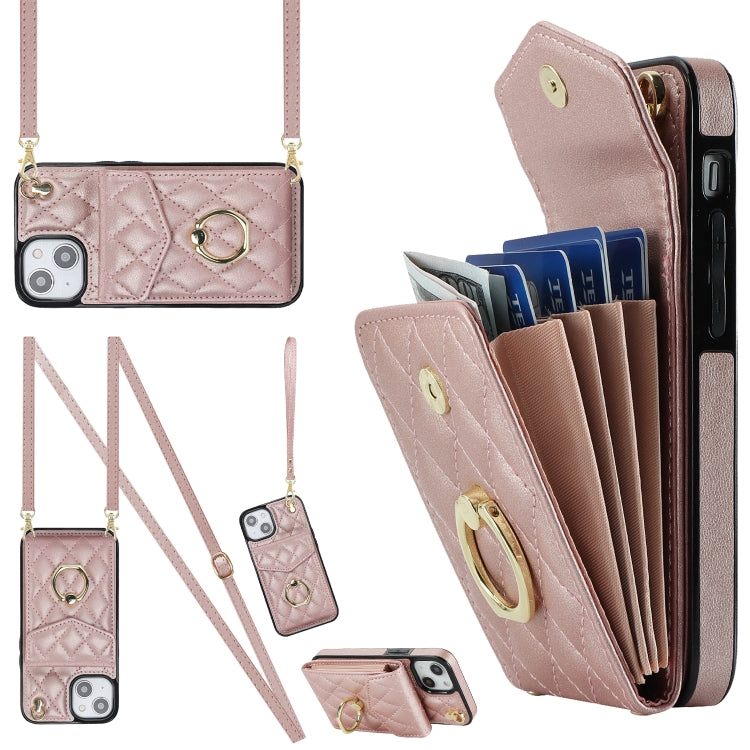 Rhombic Texture Card Bag Phone Case with Long Lanyard, For iPhone 16e, For iPhone 15 Pro Max, For iPhone 15 Pro, For iPhone 15 Plus, For iPhone 15, For iPhone 14 Plus, For iPhone 14, For iPhone 14 Pro, For iPhone 14 Pro Max, For iPhone 13 Pro Max������...