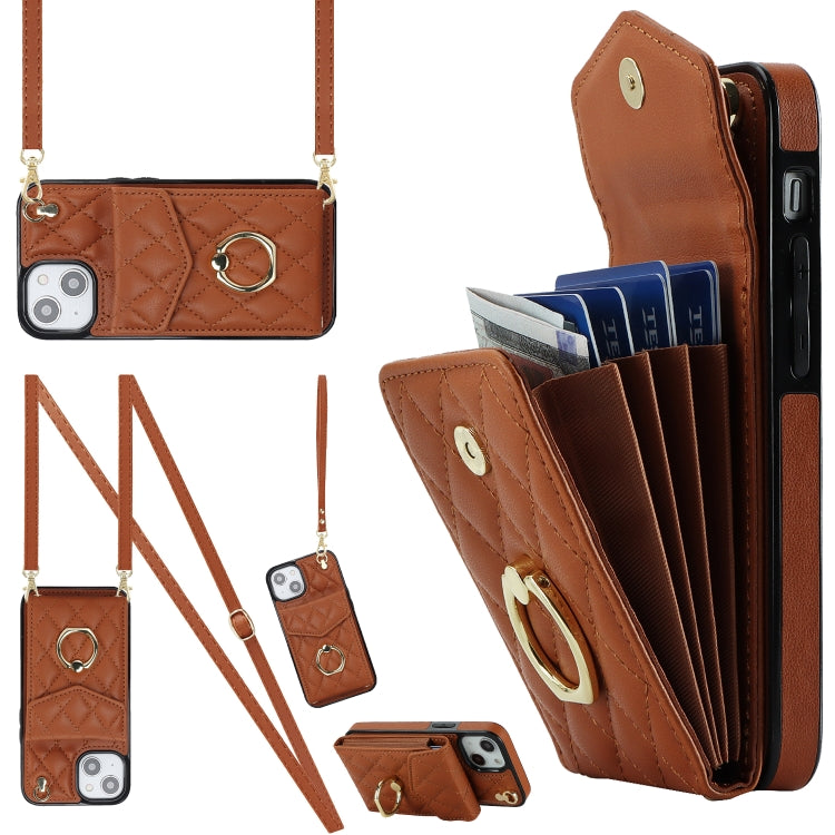 Rhombic Texture Card Bag Phone Case with Long Lanyard, For iPhone 16e, For iPhone 15 Pro Max, For iPhone 15 Pro, For iPhone 15 Plus, For iPhone 15, For iPhone 14 Plus, For iPhone 14, For iPhone 14 Pro, For iPhone 14 Pro Max, For iPhone 13 Pro Max������...
