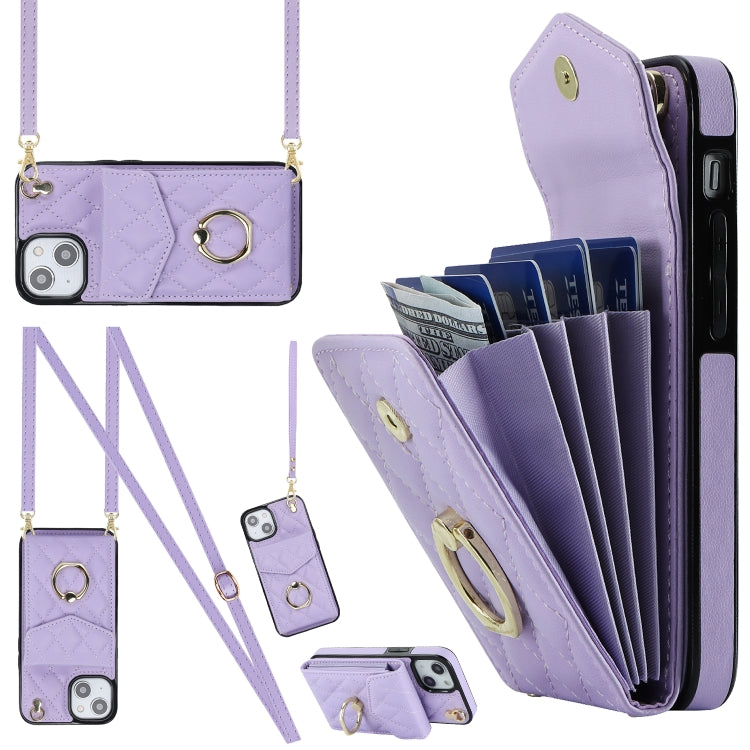 Rhombic Texture Card Bag Phone Case with Long Lanyard, For iPhone 16e, For iPhone 15 Pro Max, For iPhone 15 Pro, For iPhone 15 Plus, For iPhone 15, For iPhone 14 Plus, For iPhone 14, For iPhone 14 Pro, For iPhone 14 Pro Max, For iPhone 13 Pro Max������...