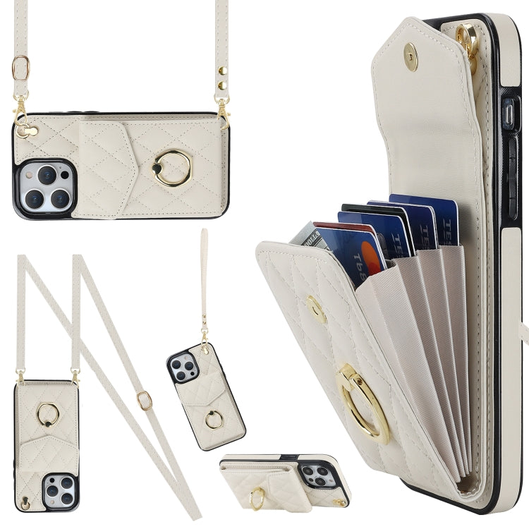 Rhombic Texture Card Bag Phone Case with Long Lanyard, For iPhone 16e, For iPhone 15 Pro Max, For iPhone 15 Pro, For iPhone 15 Plus, For iPhone 15, For iPhone 14 Plus, For iPhone 14, For iPhone 14 Pro, For iPhone 14 Pro Max, For iPhone 13 Pro Max������...