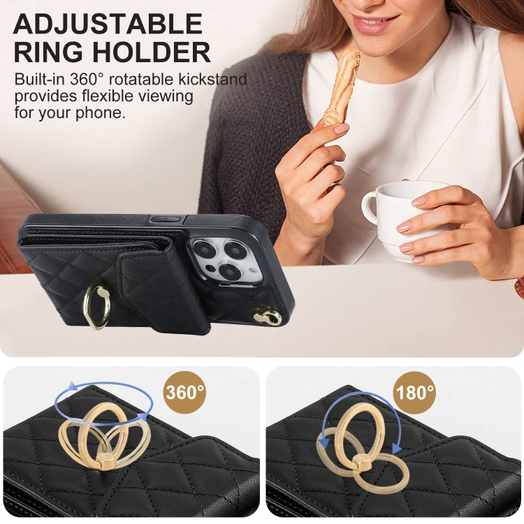 Rhombic Texture Card Bag Phone Case with Long Lanyard, For iPhone 12 / 12 Pro, For iPhone 12 Pro Max, For iPhone 11 Pro Max, For iPhone 11, For iPhone 11 Pro, For iPhone XR, For iPhone XS Max