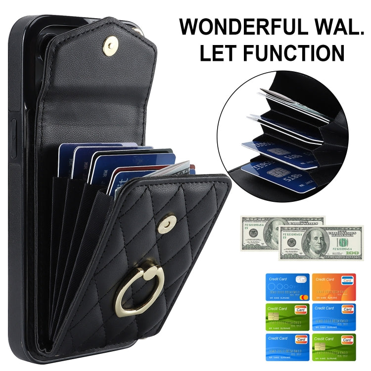 Rhombic Texture Card Bag Phone Case with Long Lanyard, For iPhone 12 / 12 Pro, For iPhone 12 Pro Max, For iPhone 11 Pro Max, For iPhone 11, For iPhone 11 Pro, For iPhone XR, For iPhone XS Max