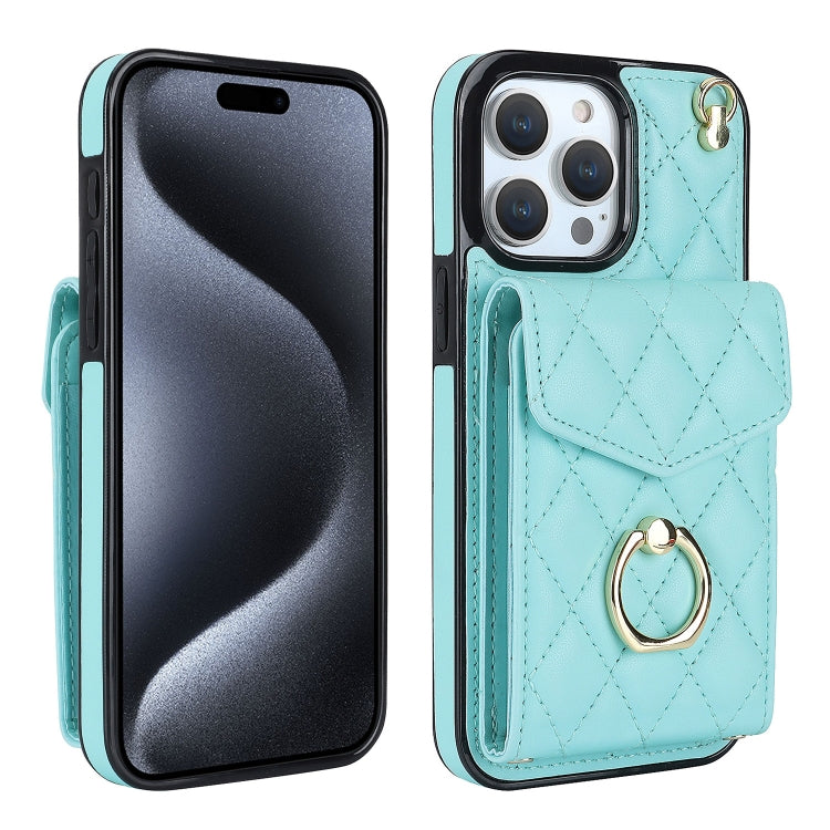 Rhombic Texture Card Bag Phone Case with Long Lanyard, For iPhone 16e, For iPhone 15 Pro Max, For iPhone 15 Pro, For iPhone 15 Plus, For iPhone 15, For iPhone 14 Plus, For iPhone 14, For iPhone 14 Pro, For iPhone 14 Pro Max, For iPhone 13 Pro Max������...