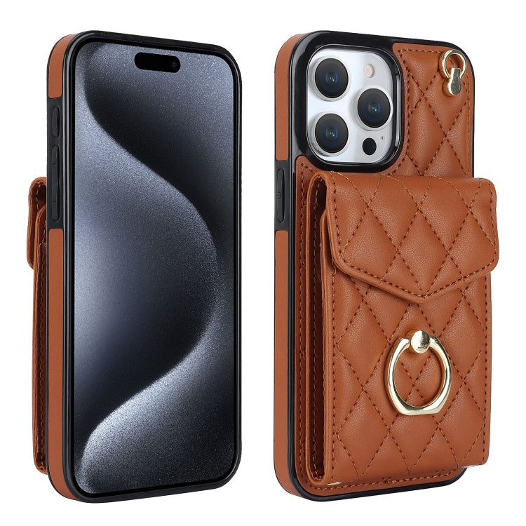 Rhombic Texture Card Bag Phone Case with Long Lanyard, For iPhone 16e, For iPhone 15 Pro Max, For iPhone 15 Pro, For iPhone 15 Plus, For iPhone 15, For iPhone 14 Plus, For iPhone 14, For iPhone 14 Pro, For iPhone 14 Pro Max, For iPhone 13 Pro Max������...