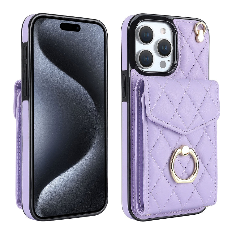 Rhombic Texture Card Bag Phone Case with Long Lanyard, For iPhone 16e, For iPhone 15 Pro Max, For iPhone 15 Pro, For iPhone 15 Plus, For iPhone 15, For iPhone 14 Plus, For iPhone 14, For iPhone 14 Pro, For iPhone 14 Pro Max, For iPhone 13 Pro Max������...