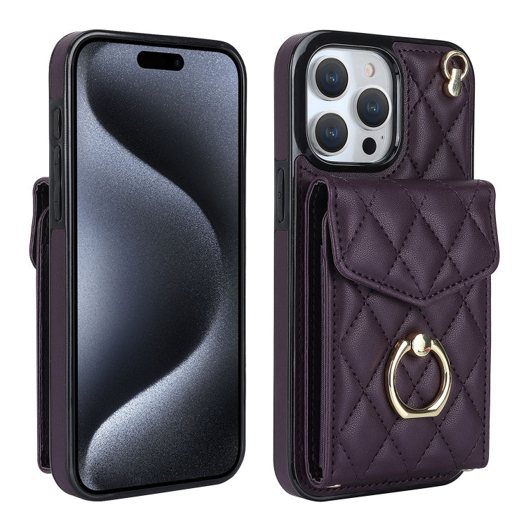 Rhombic Texture Card Bag Phone Case with Long Lanyard, For iPhone 16e, For iPhone 15 Pro Max, For iPhone 15 Pro, For iPhone 15 Plus, For iPhone 15, For iPhone 14 Plus, For iPhone 14, For iPhone 14 Pro, For iPhone 14 Pro Max, For iPhone 13 Pro Max������...