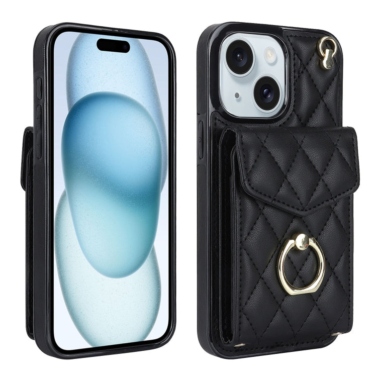 Rhombic Texture Card Bag Phone Case with Long Lanyard, For iPhone 16e, For iPhone 15 Pro Max, For iPhone 15 Pro, For iPhone 15 Plus, For iPhone 15, For iPhone 14 Plus, For iPhone 14, For iPhone 14 Pro, For iPhone 14 Pro Max, For iPhone 13 Pro Max������...