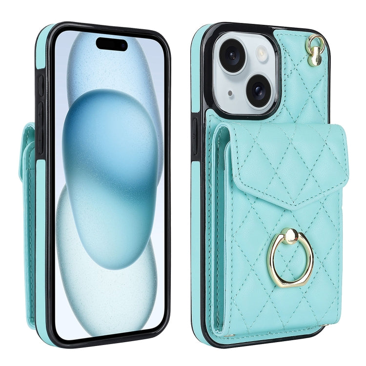 Rhombic Texture Card Bag Phone Case with Long Lanyard, For iPhone 16e, For iPhone 15 Pro Max, For iPhone 15 Pro, For iPhone 15 Plus, For iPhone 15, For iPhone 14 Plus, For iPhone 14, For iPhone 14 Pro, For iPhone 14 Pro Max, For iPhone 13 Pro Max������...
