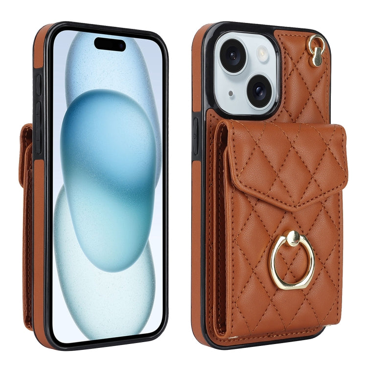 Rhombic Texture Card Bag Phone Case with Long Lanyard, For iPhone 16e, For iPhone 15 Pro Max, For iPhone 15 Pro, For iPhone 15 Plus, For iPhone 15, For iPhone 14 Plus, For iPhone 14, For iPhone 14 Pro, For iPhone 14 Pro Max, For iPhone 13 Pro Max������...