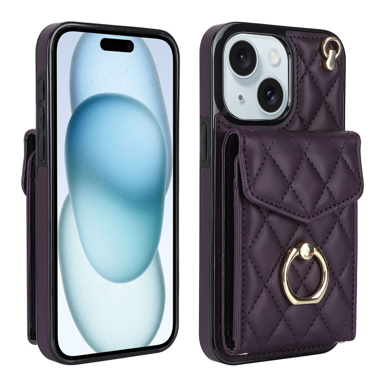 Rhombic Texture Card Bag Phone Case with Long Lanyard, For iPhone 16e, For iPhone 15 Pro Max, For iPhone 15 Pro, For iPhone 15 Plus, For iPhone 15, For iPhone 14 Plus, For iPhone 14, For iPhone 14 Pro, For iPhone 14 Pro Max, For iPhone 13 Pro Max������...