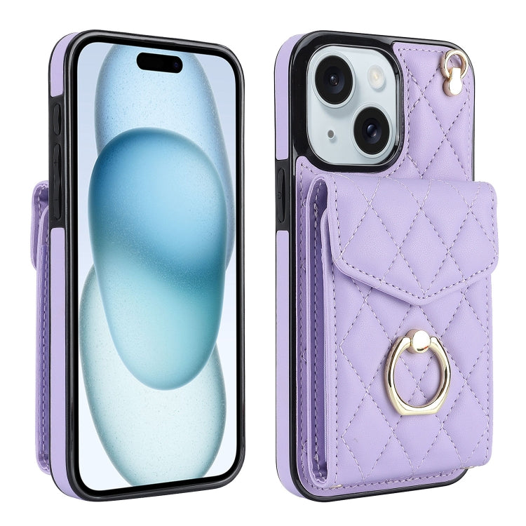 Rhombic Texture Card Bag Phone Case with Long Lanyard, For iPhone 16e, For iPhone 15 Pro Max, For iPhone 15 Pro, For iPhone 15 Plus, For iPhone 15, For iPhone 14 Plus, For iPhone 14, For iPhone 14 Pro, For iPhone 14 Pro Max, For iPhone 13 Pro Max������...